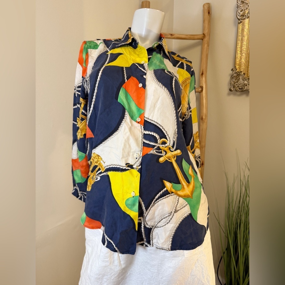 Lauren Ralph Lauren RARE HOLY GRAIL 90’s Silk Shirt 1992 1993 Archive 10 - Picture 2 of 6